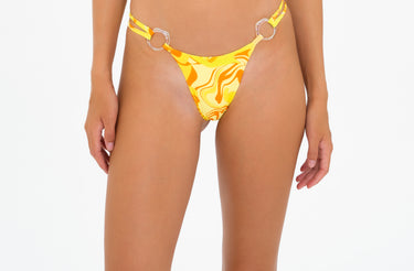 Double Straps Bottom With Rings Yellow Swirl